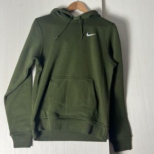 Men’s Nike Pullover Club Fleece Olive Green Hoodie Embroidered Logo Size Small